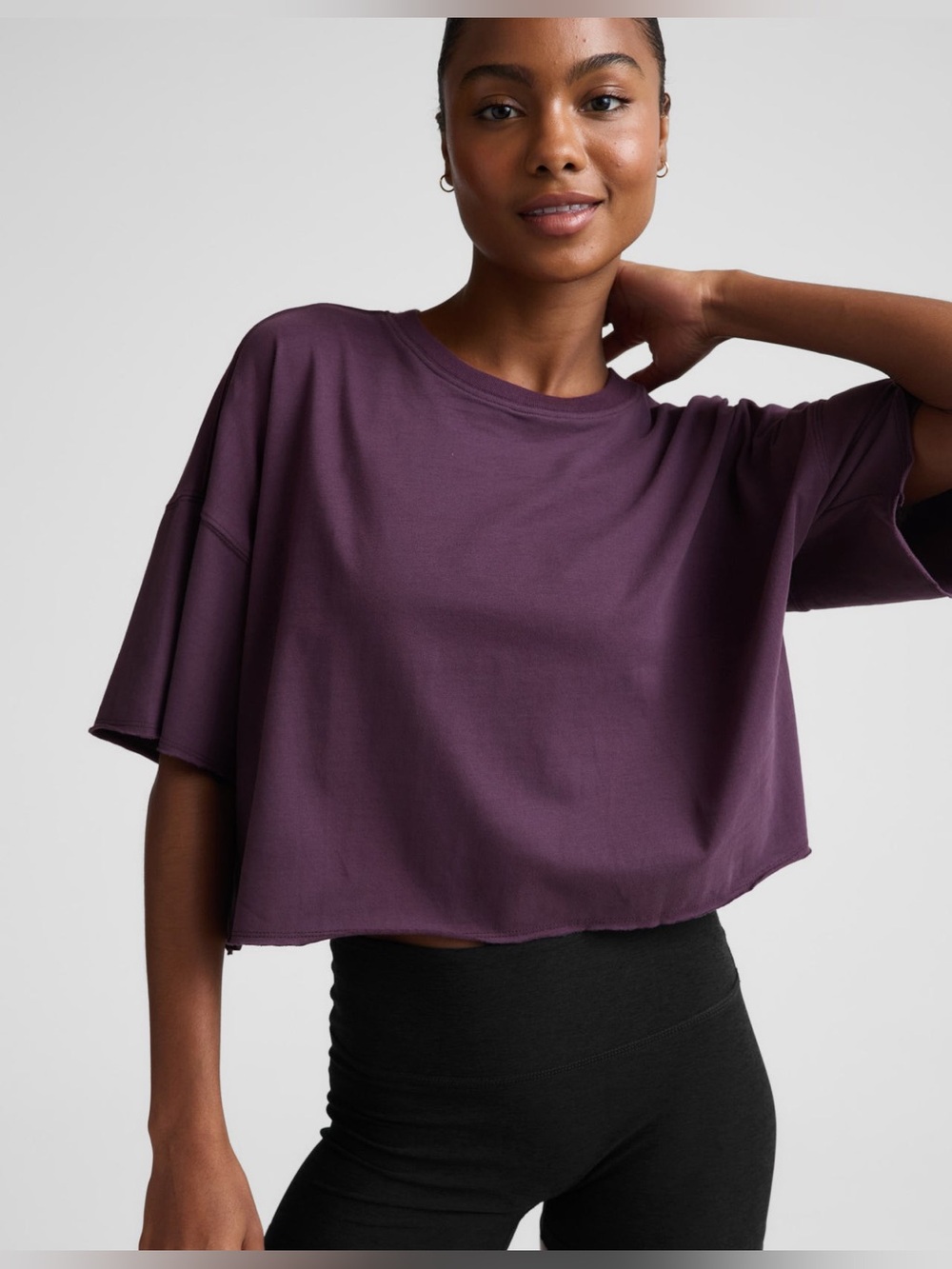 Purple Crewneck Crop Top - Women's Relaxed Tee